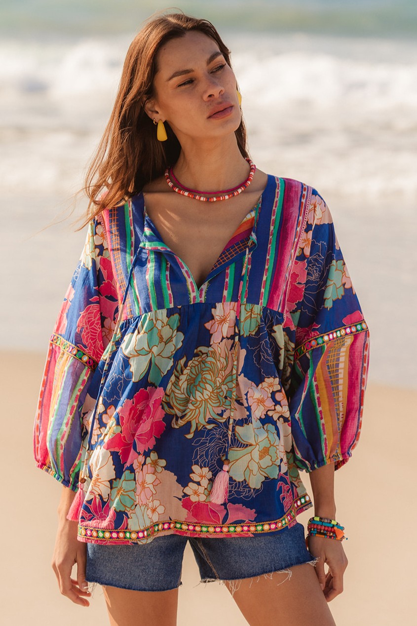 I AM PYLGRYM Byron Top - Calypso Flower - Magpie Style