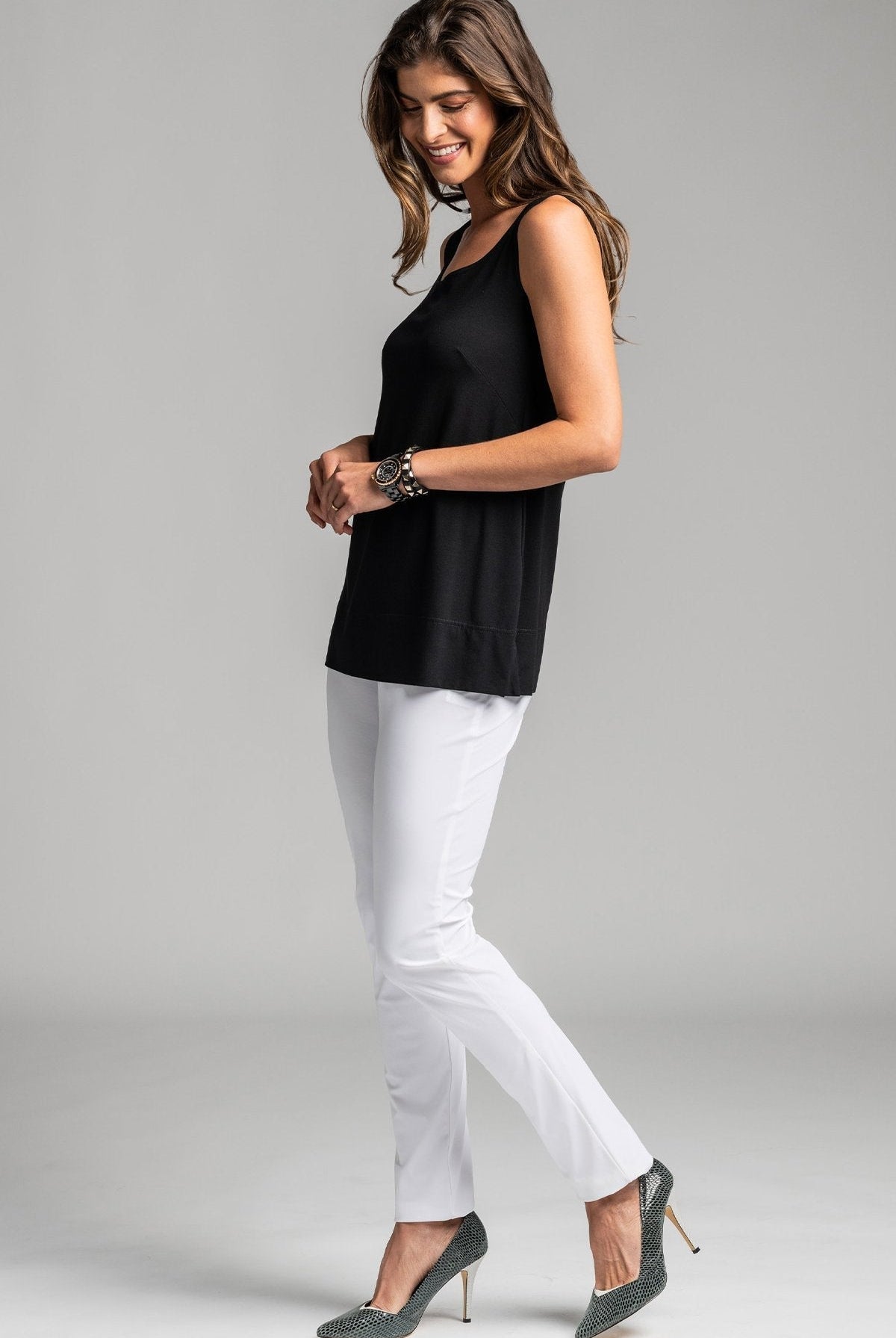 PAULA RYAN ESSENTIALS Waisted Cigarette Pant - Microjersey - Paula Ryan