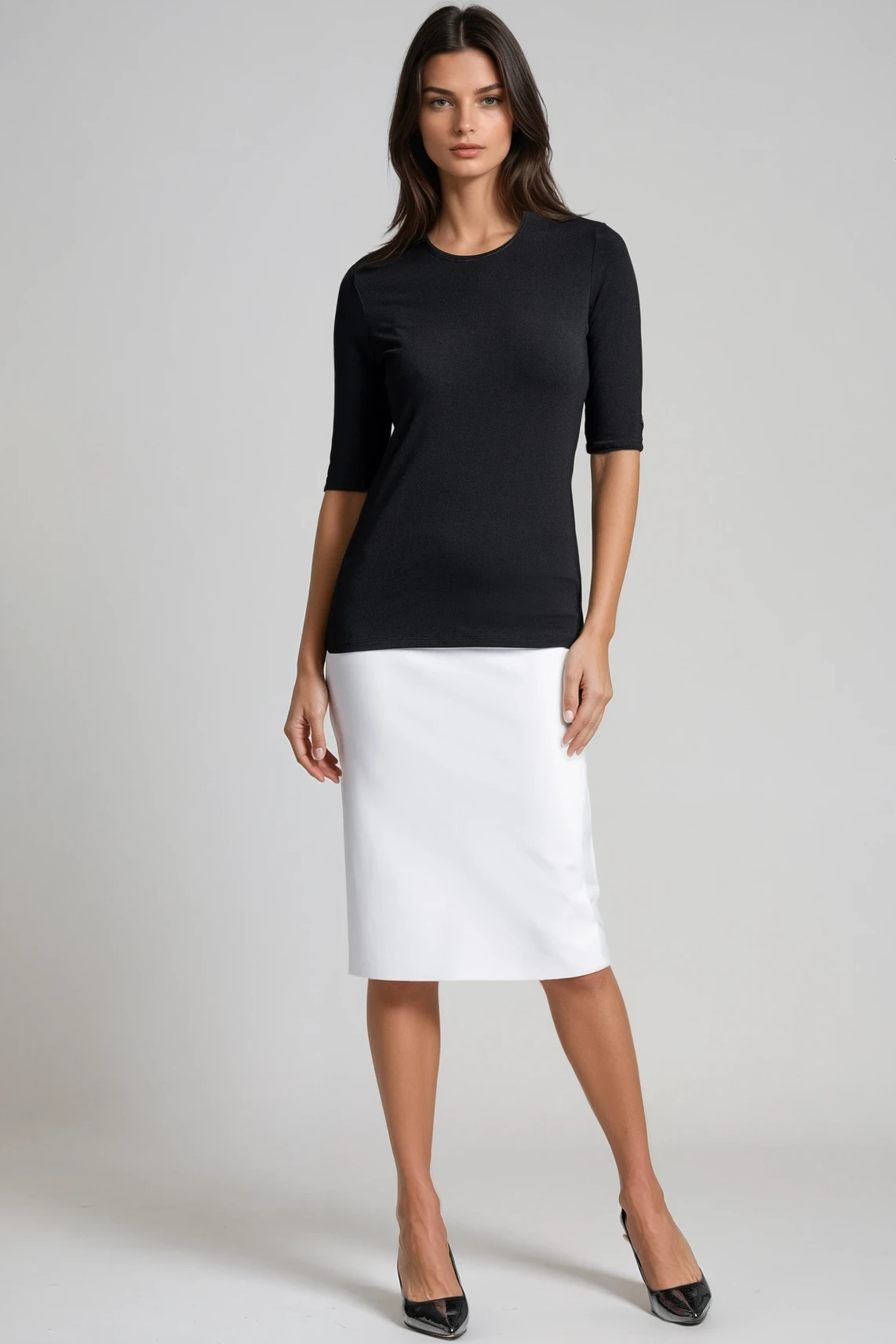 PAULA RYAN Easy Fit Half Sleeve Crew Neck Top Ecovero Black - Paula Ryan