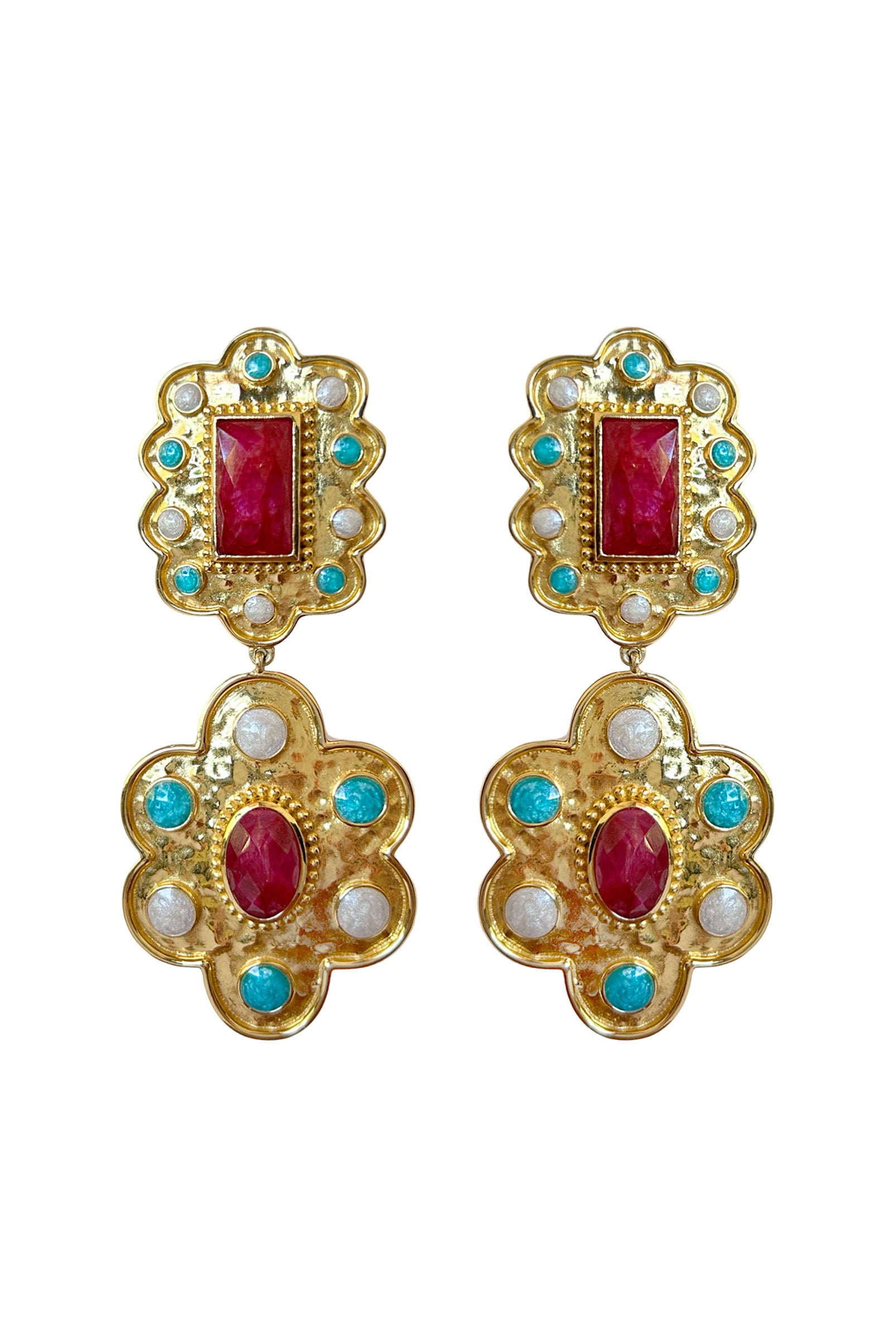 MOUNTAIN & MOON Aniqua Earring Ruby Quartz & Enamel - Magpie Style