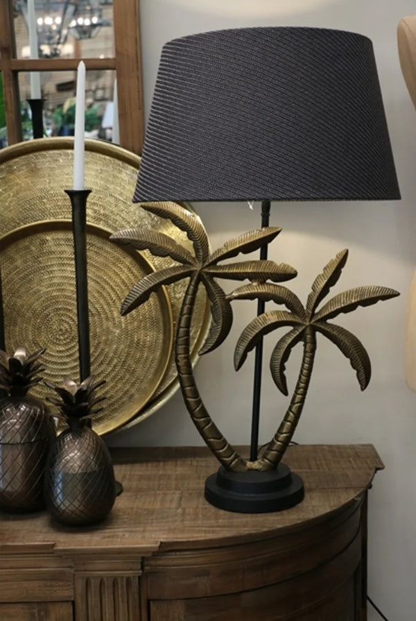 XL Carribean Palm Lamp with Linseed Shade - Magpie Style