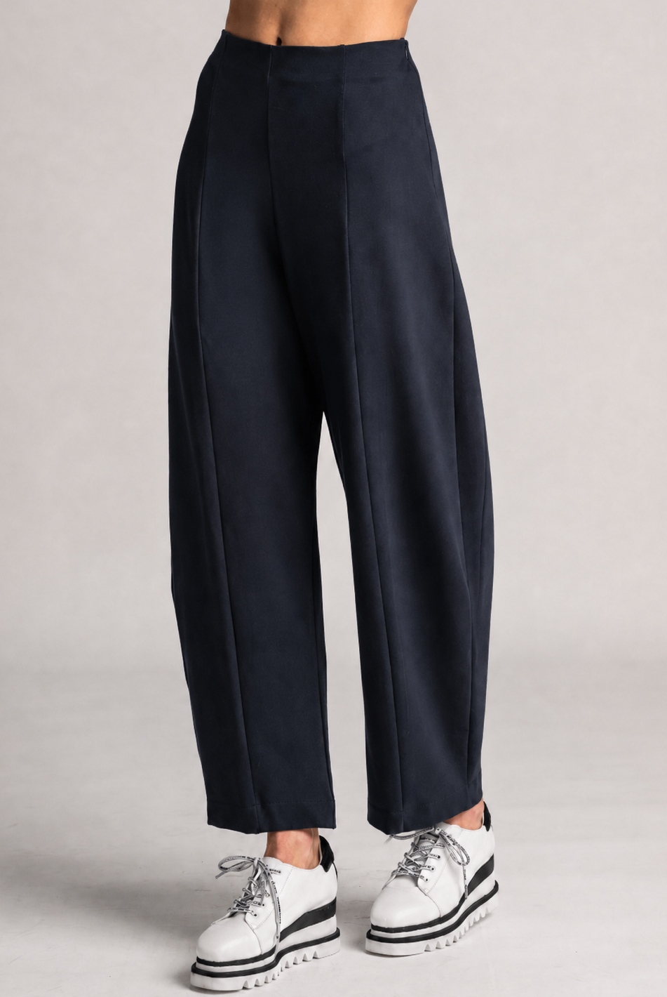 PAULA RYAN Side Zip Barrel Pant - Navy Roma - Paula Ryan