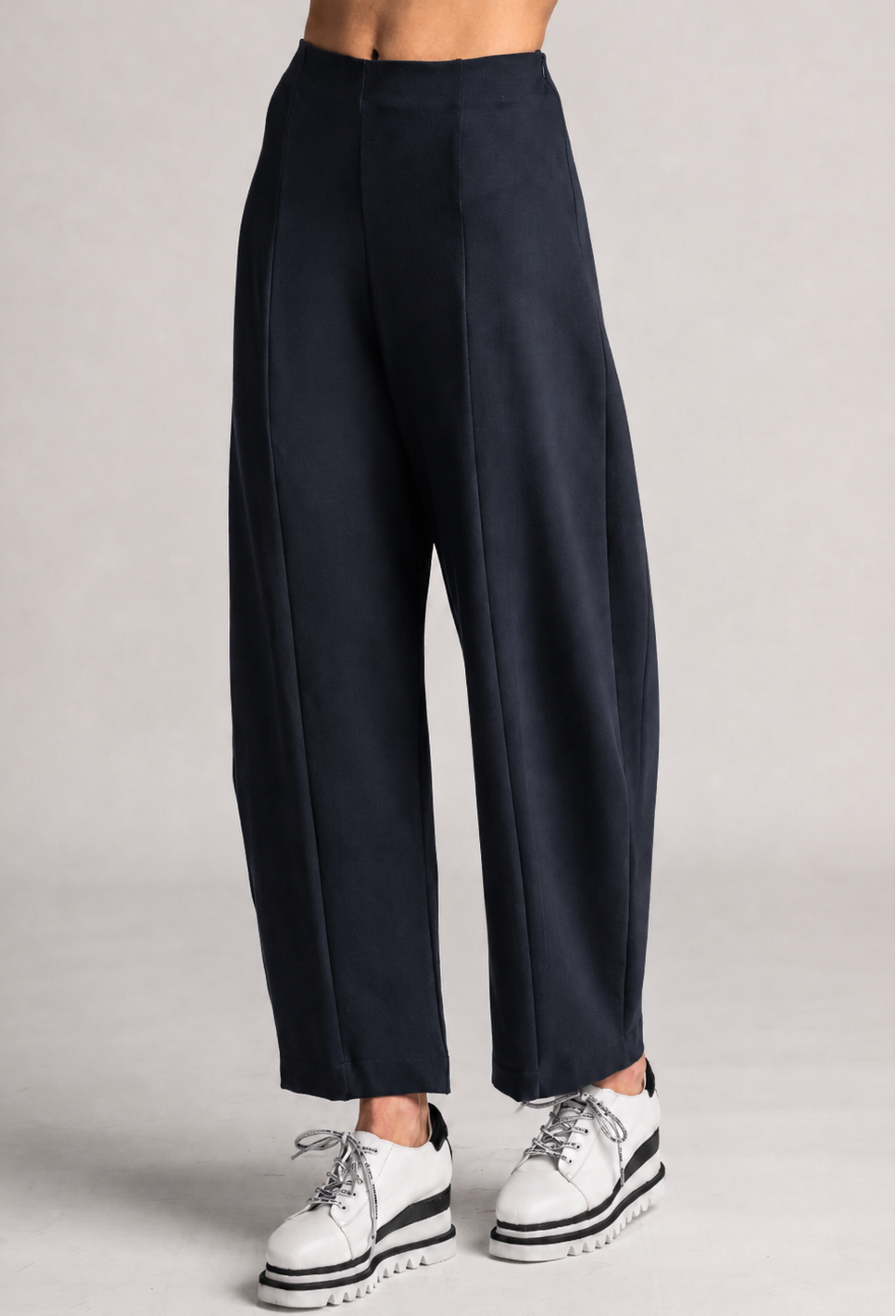 PAULA RYAN Side Zip Barrel Pant - Navy Roma - Paula Ryan