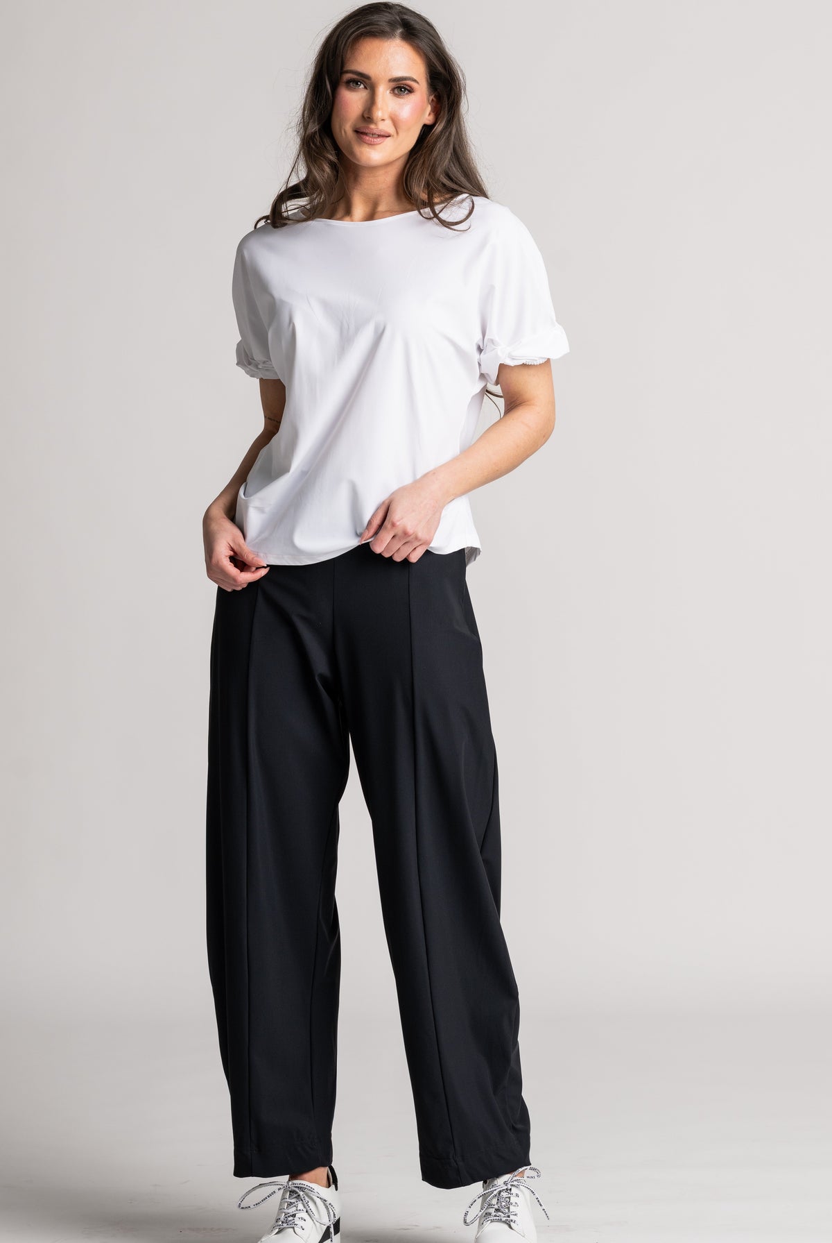 PAULA RYAN Side Zip Barrel Pant - Black Microjersey - Paula Ryan