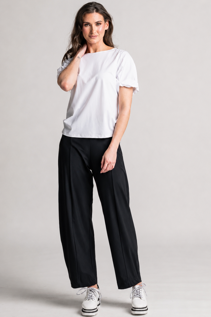 PAULA RYAN Side Zip Barrel Pant - Black Microjersey - Paula Ryan