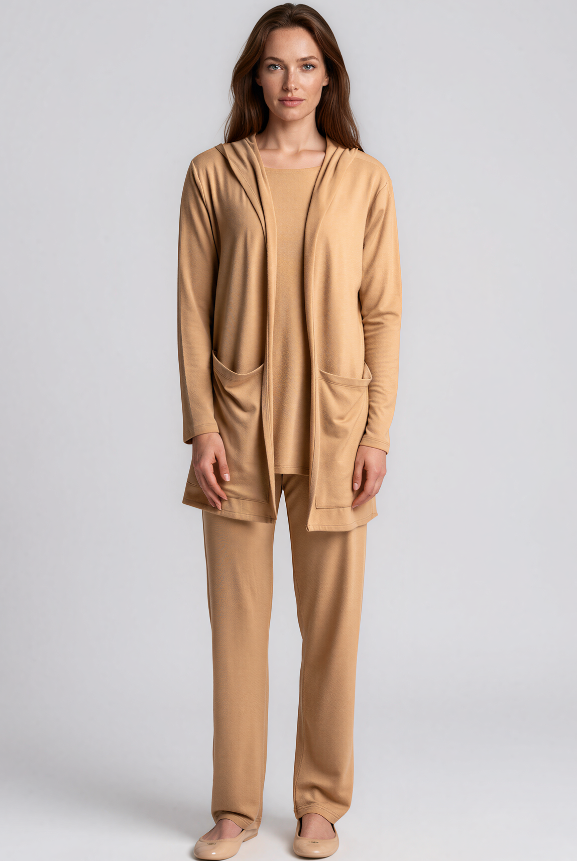 PAULA RYAN Hooded Cardigan with Pockets - Merino Camel - Paula Ryan