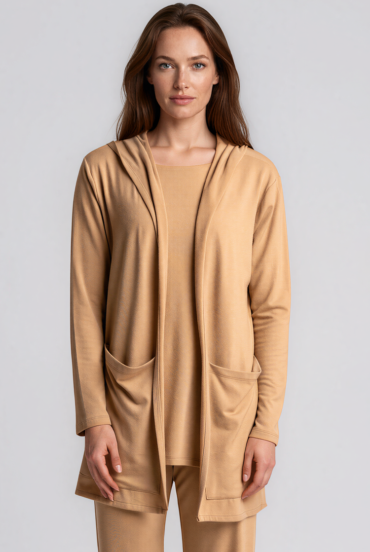 PAULA RYAN Hooded Cardigan with Pockets - Merino Camel - Paula Ryan