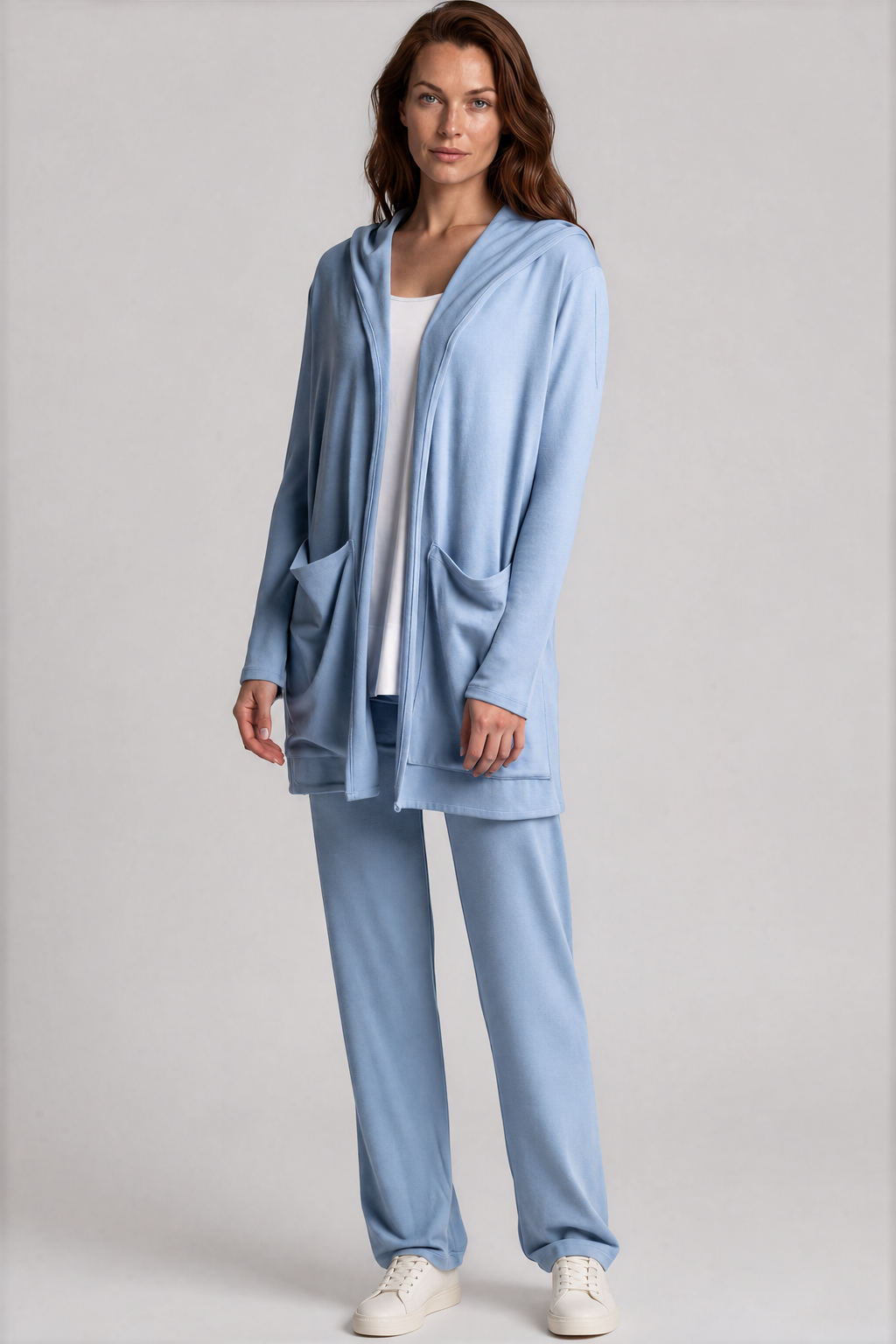 PAULA RYAN Straight Leg Lounge Pant - Merino Cornflower - Paula Ryan