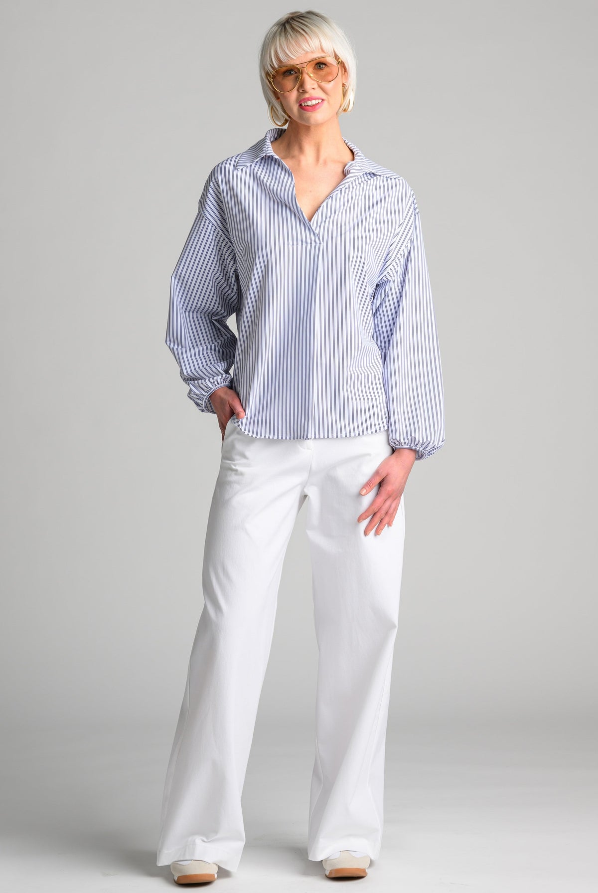PAULA RYAN Ashford Shirt - Double Stripe Microjersey - Paula Ryan