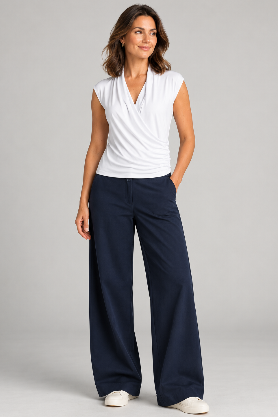 PAULA RYAN Drill Sailor Pant- Navy - Magpie Style