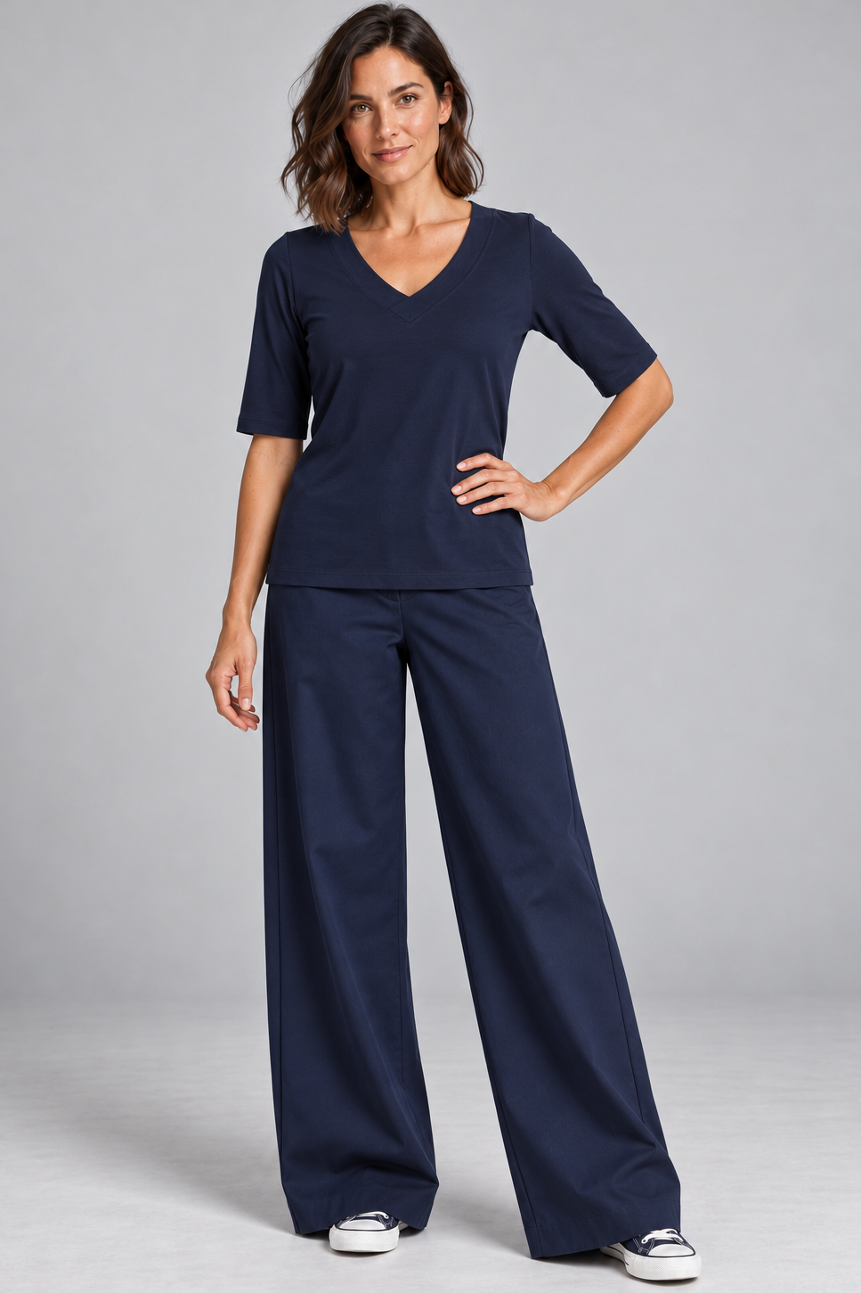 PAULA RYAN Drill Sailor Pant- Navy - Magpie Style