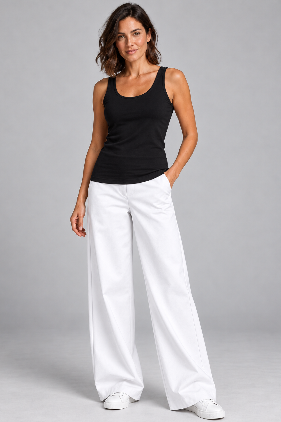 Sailor Stretch Pant - White Cotton Drill - Paula Ryan