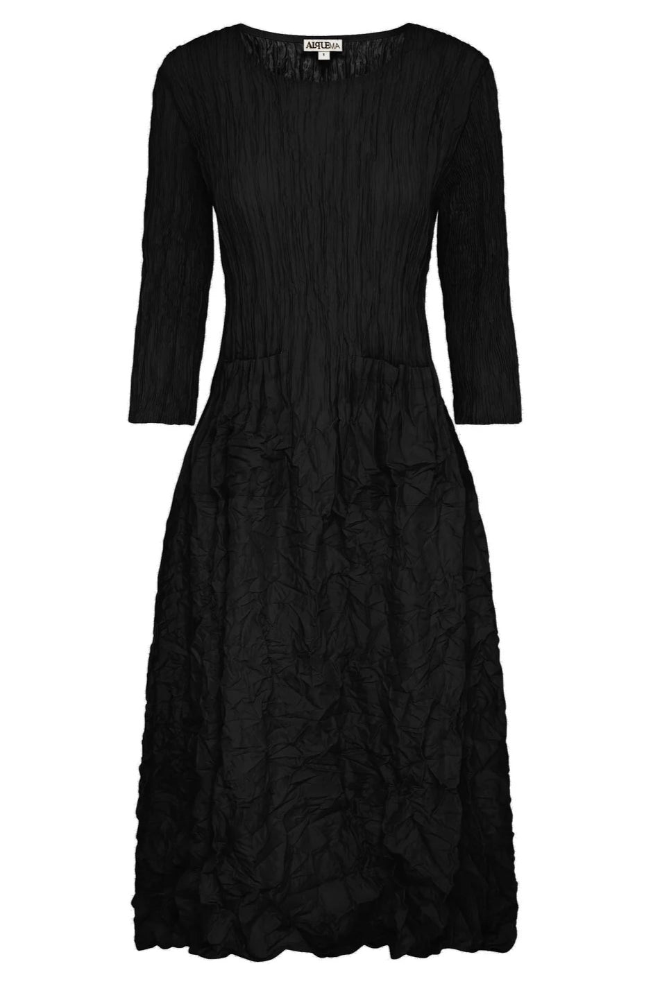 ALQUEMA - 3/4 Sleeve Smash Pocket Dress Black - Magpie Style