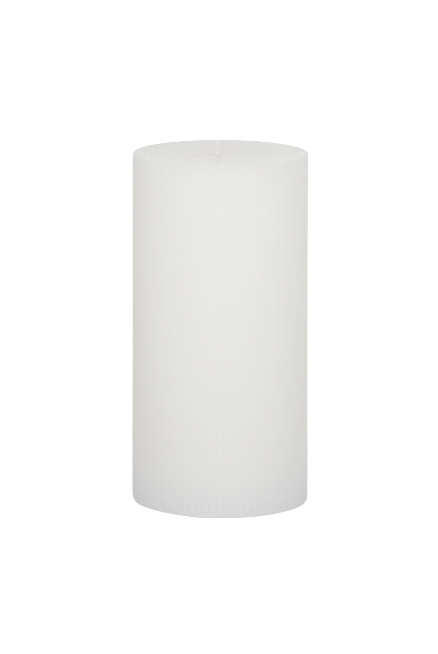 Ribbed Pillar Candle - White - Magpie Style