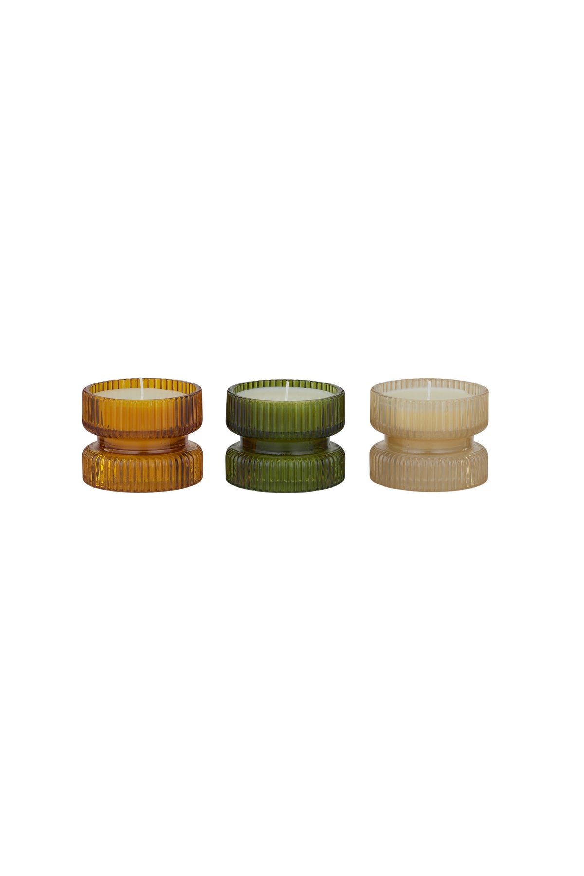 Banda Candle in Ribbed 2 Tier Glass - Pearl - Magpie Style