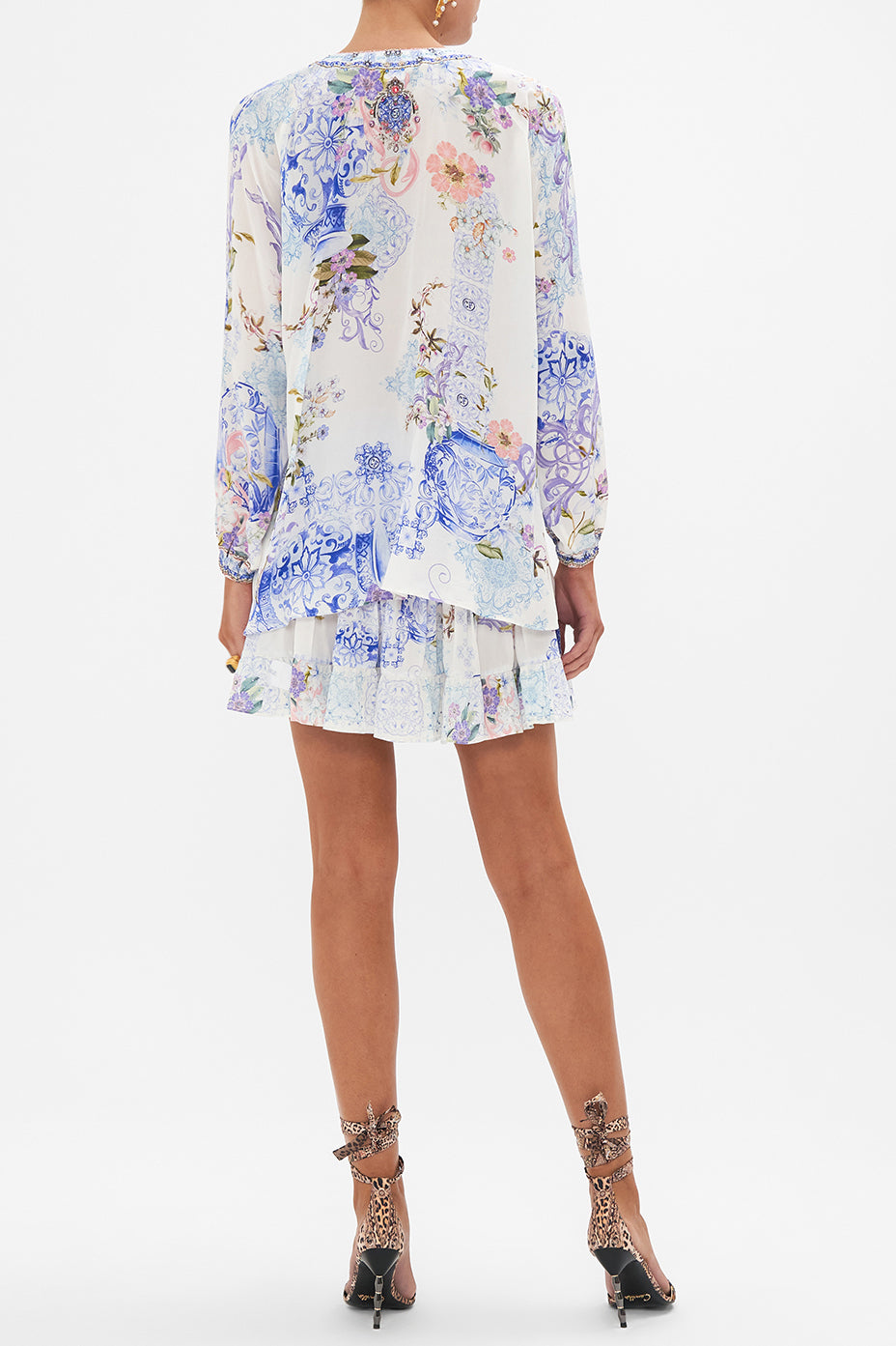 CAMILLA - Lace Up Blouse Paint Me Positano - Magpie Style