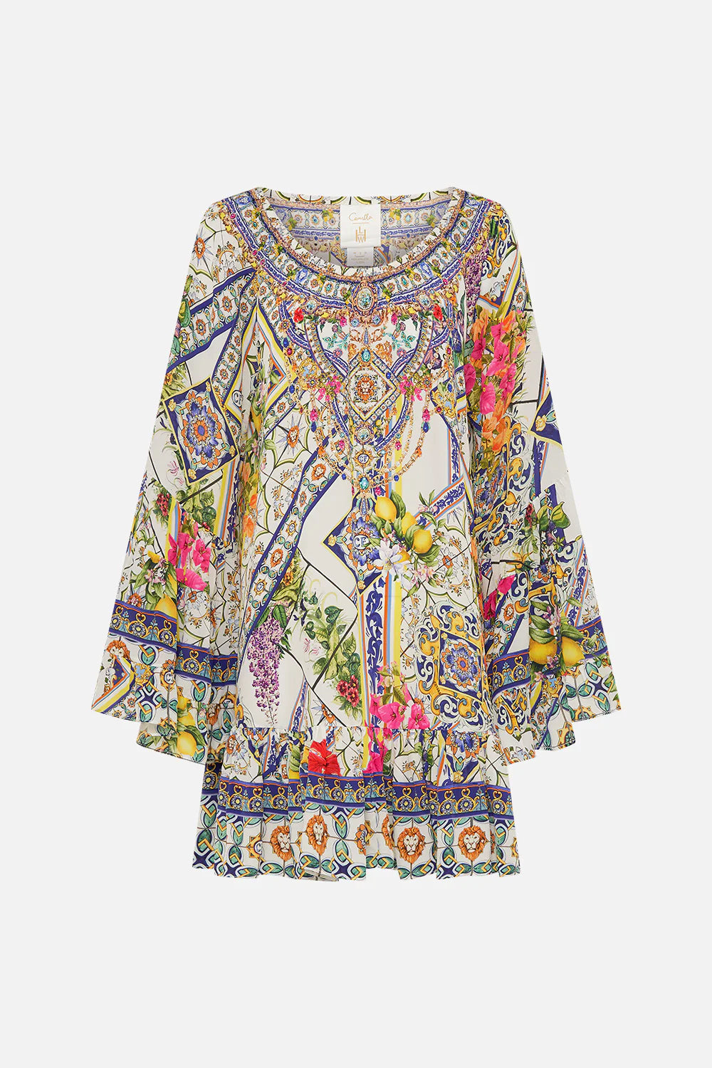 CAMILLA - A Line Frill Dress Amalfi Amore - Magpie Style