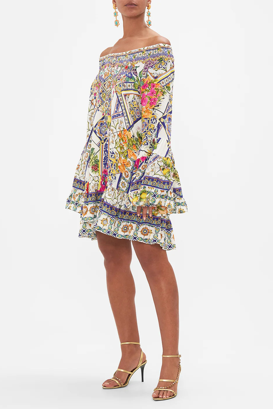 CAMILLA - A Line Frill Dress Amalfi Amore - Magpie Style