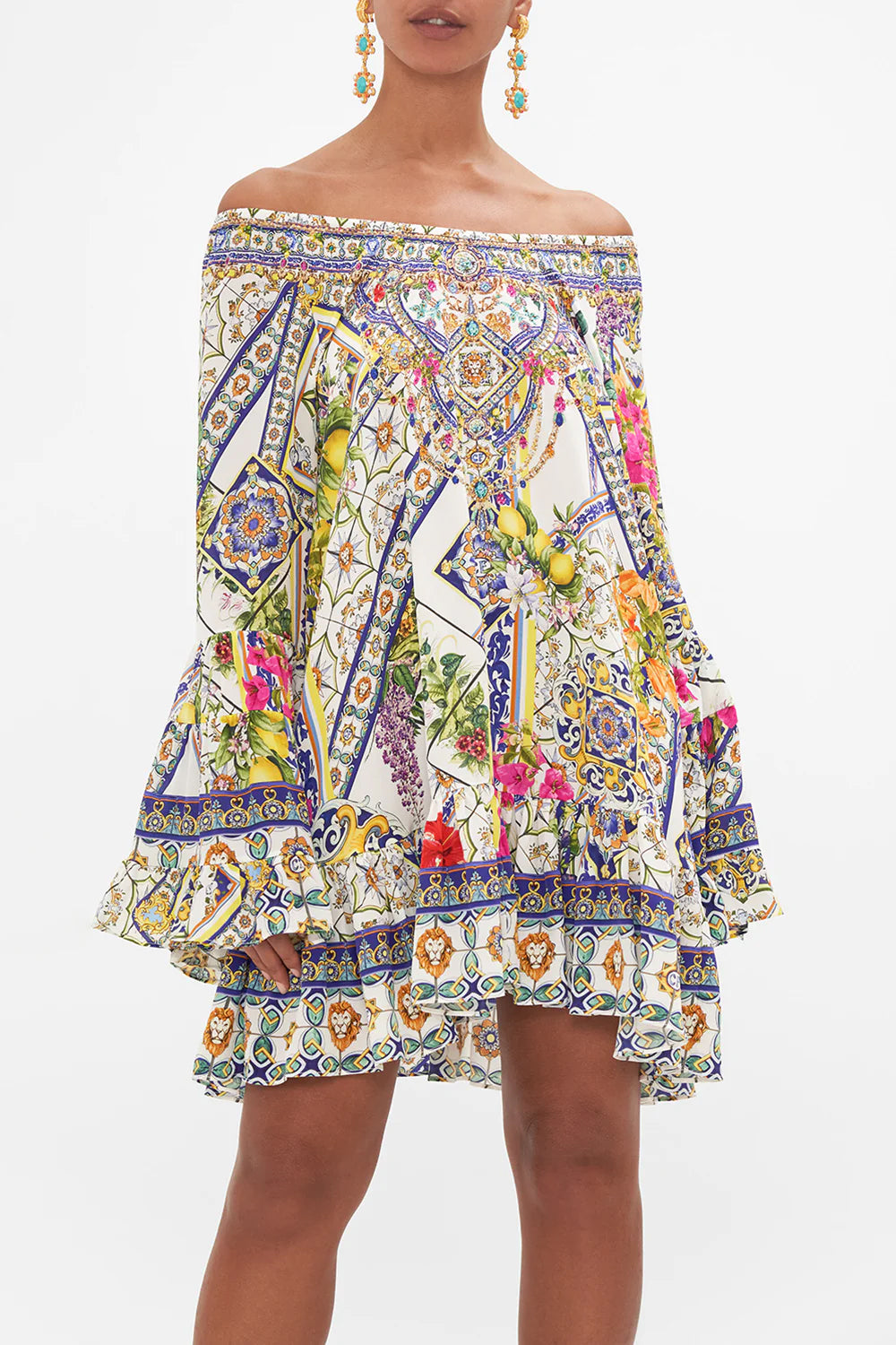 CAMILLA - A Line Frill Dress Amalfi Amore - Magpie Style