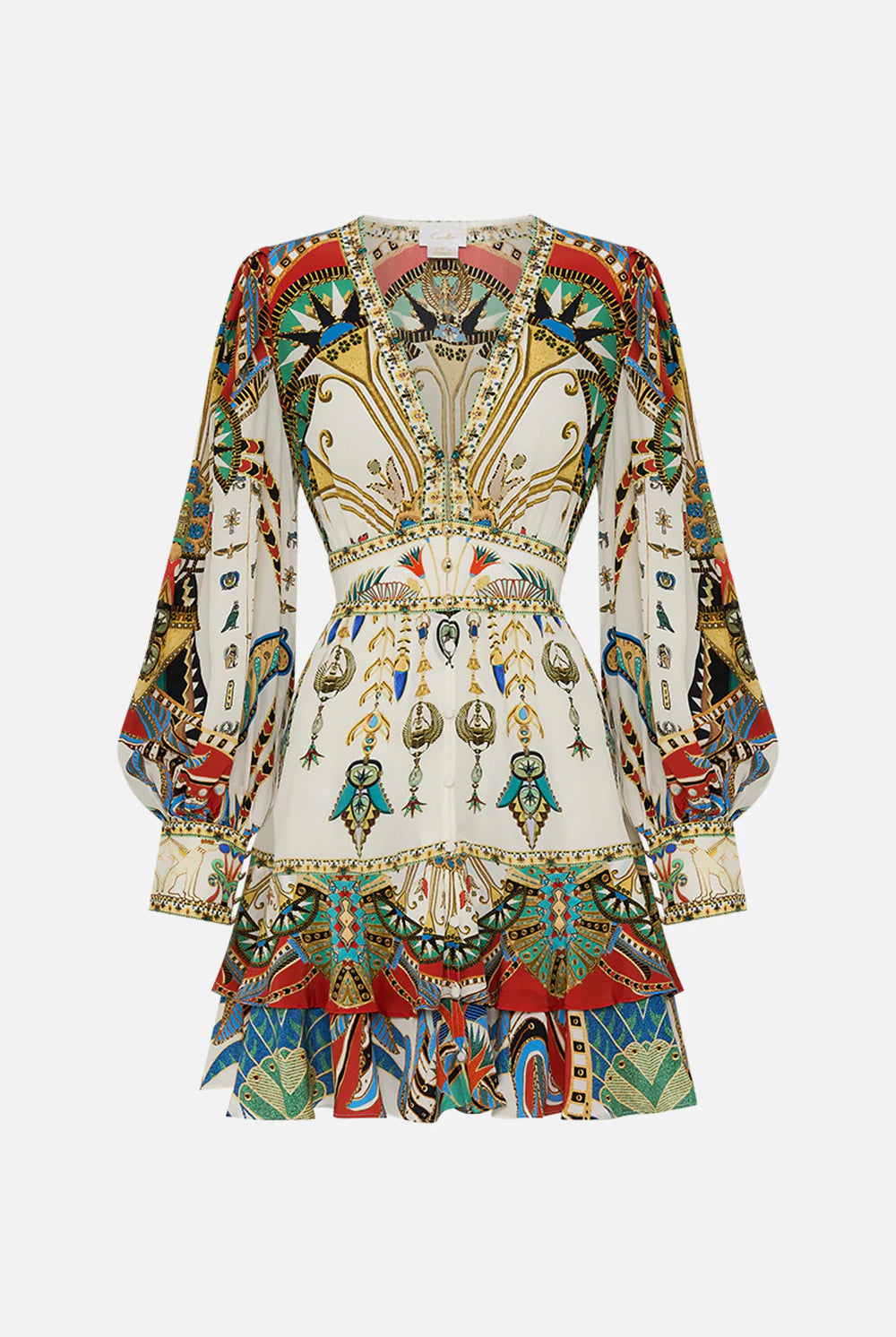 CAMILLA - Button Front Frill Dress Valley of the Queens - Magpie Style