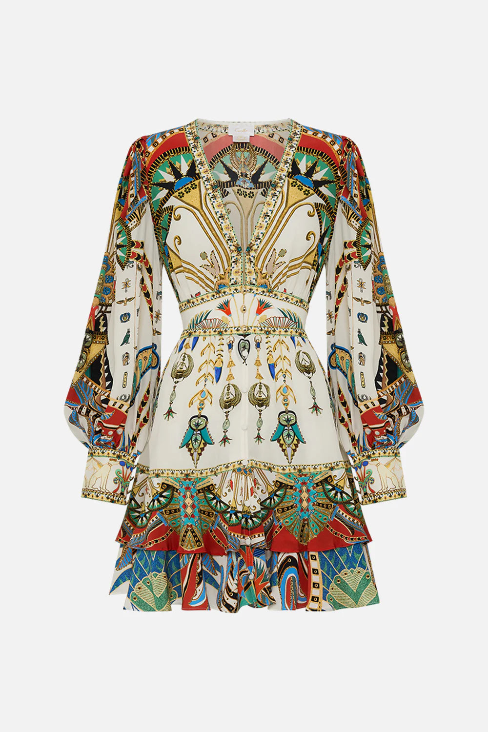 CAMILLA - Button Front Frill Dress Valley of the Queens - Magpie Style