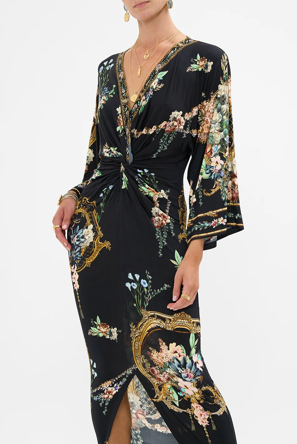 CAMILLA Long Split Front Twist Dress - Noble Endeavours - Magpie Style