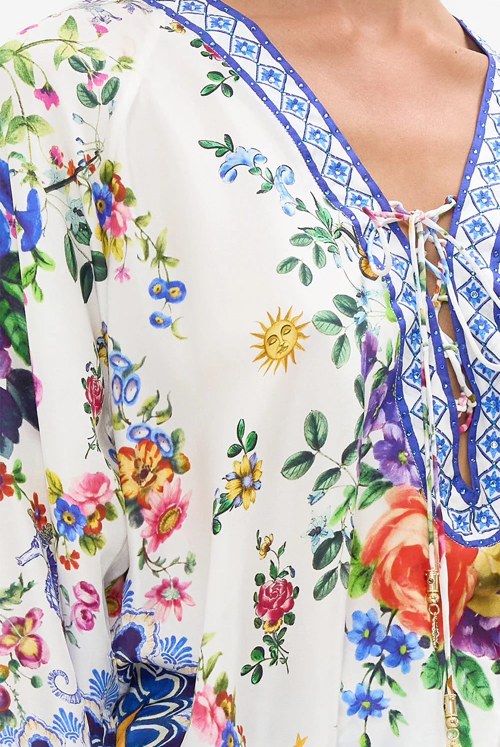 CAMILLA Lace Up Blouse - Tiles Darls - Magpie Style