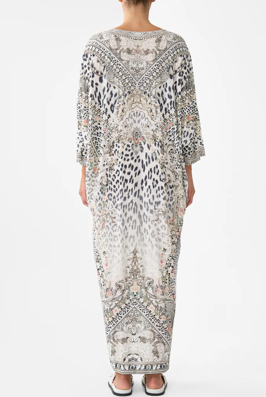 CAMILLA Jersey V Neck Batwing Kaftan - Marble Heaven - Magpie Style