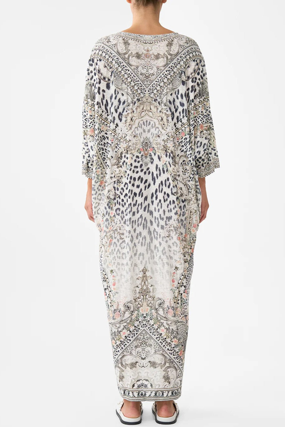 CAMILLA Jersey V Neck Batwing Kaftan - Marble Heaven - Magpie Style