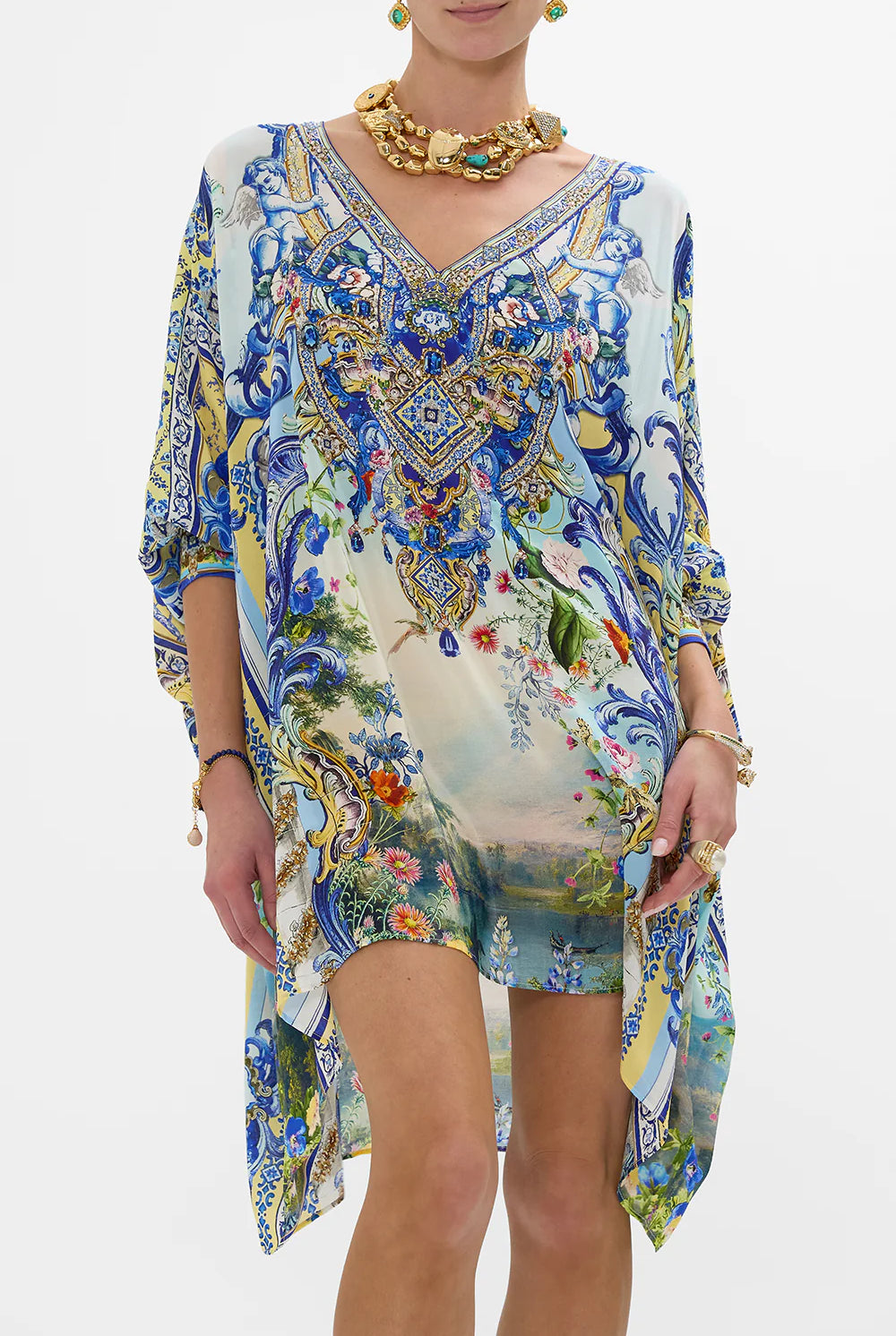 CAMILLA Short Kaftan with Cuff - Wall to Wall Wonders - Magpie Style