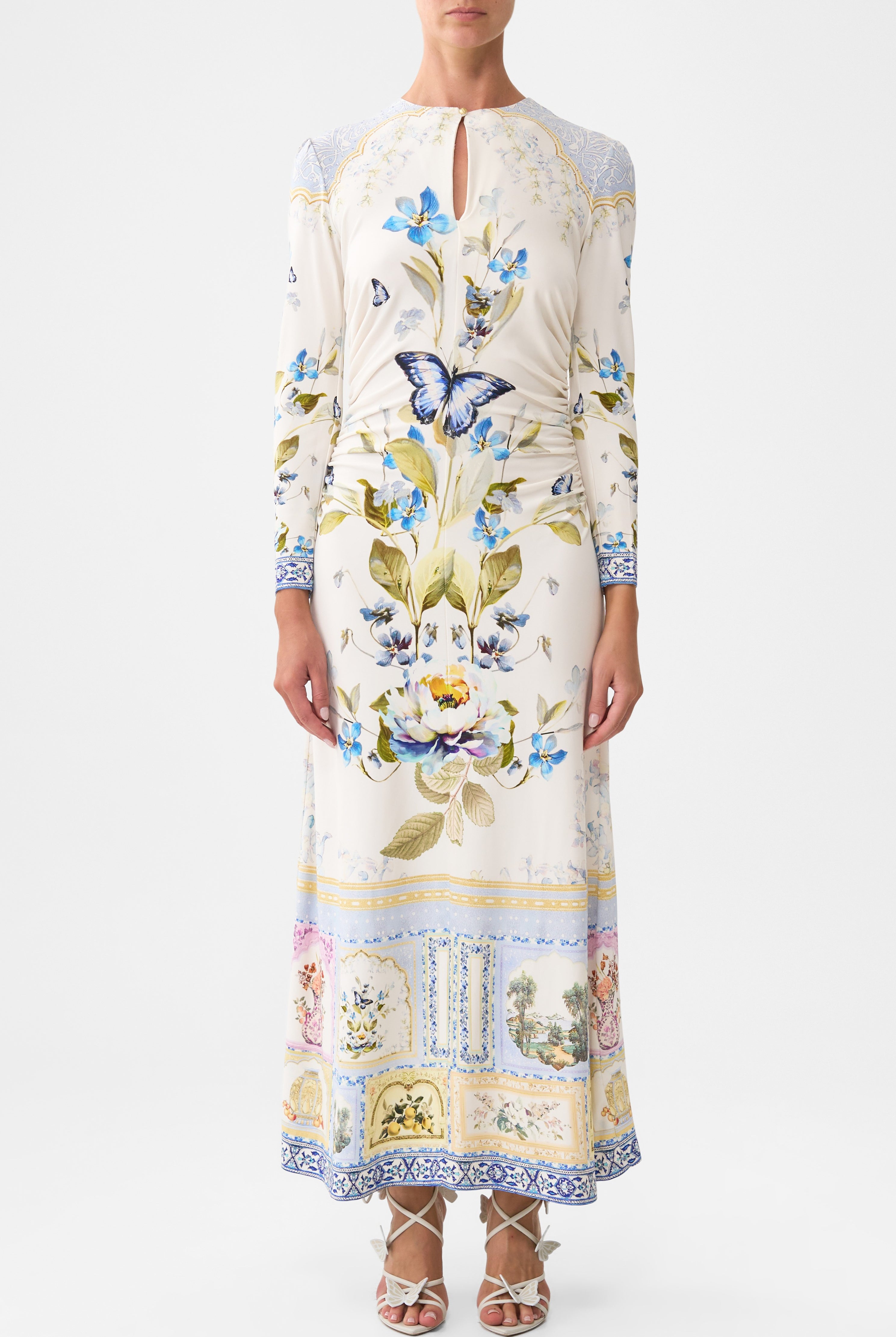 CAMILLA Gathered Jersey Long Dress - Botanical Ballads - Magpie Style