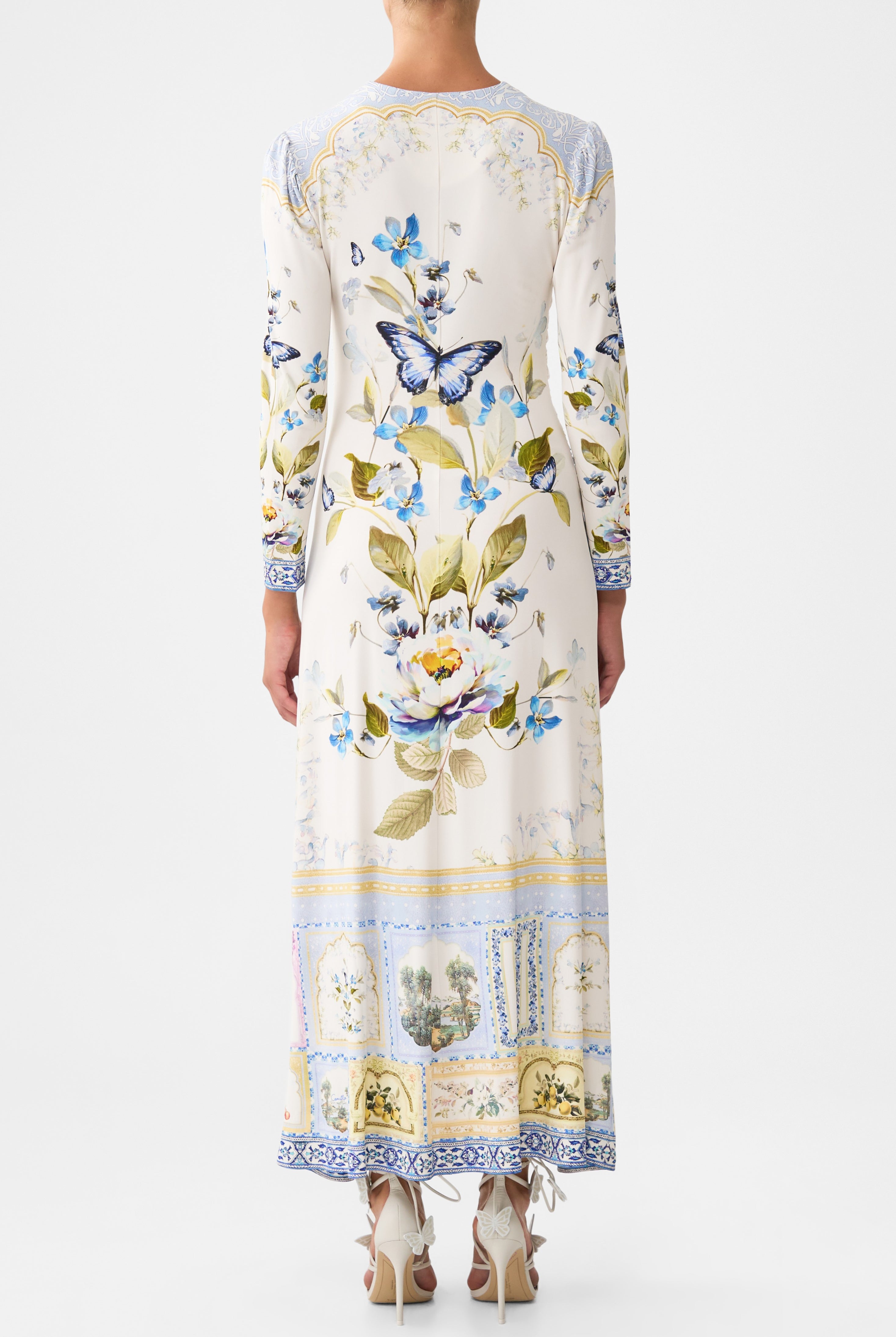 CAMILLA Gathered Jersey Long Dress - Botanical Ballads - Magpie Style