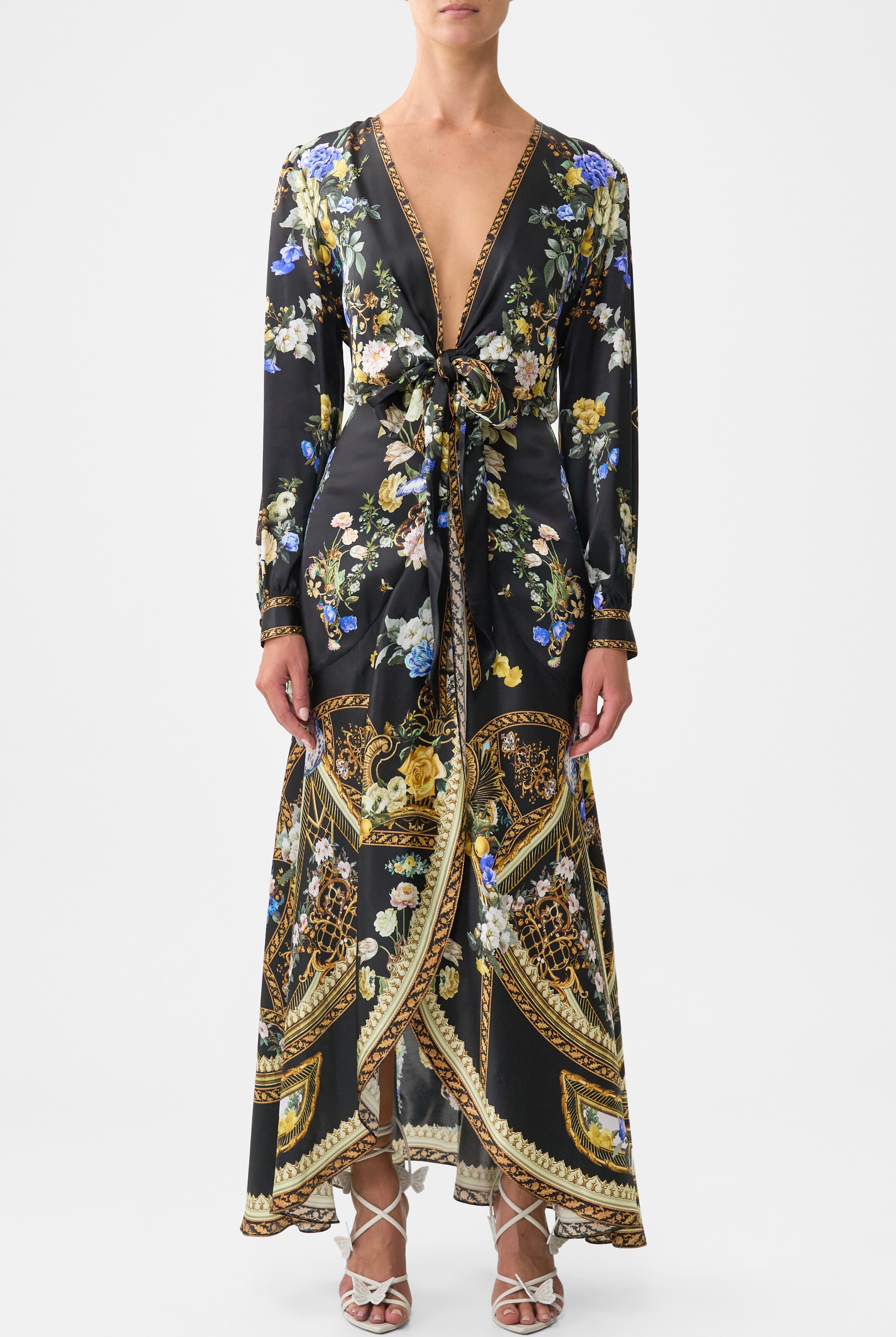 CAMILLA Tie Waist Long Sleeve Dress - Ottoman Elegance - Magpie Style