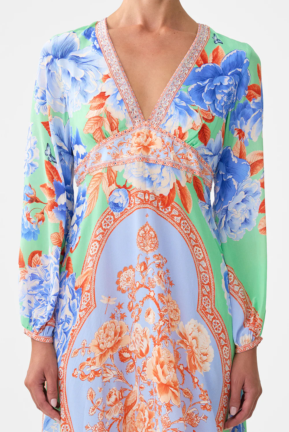 CAMILLA Printed Lantern Sleeve Dress - Topkapi Pop - Magpie Style