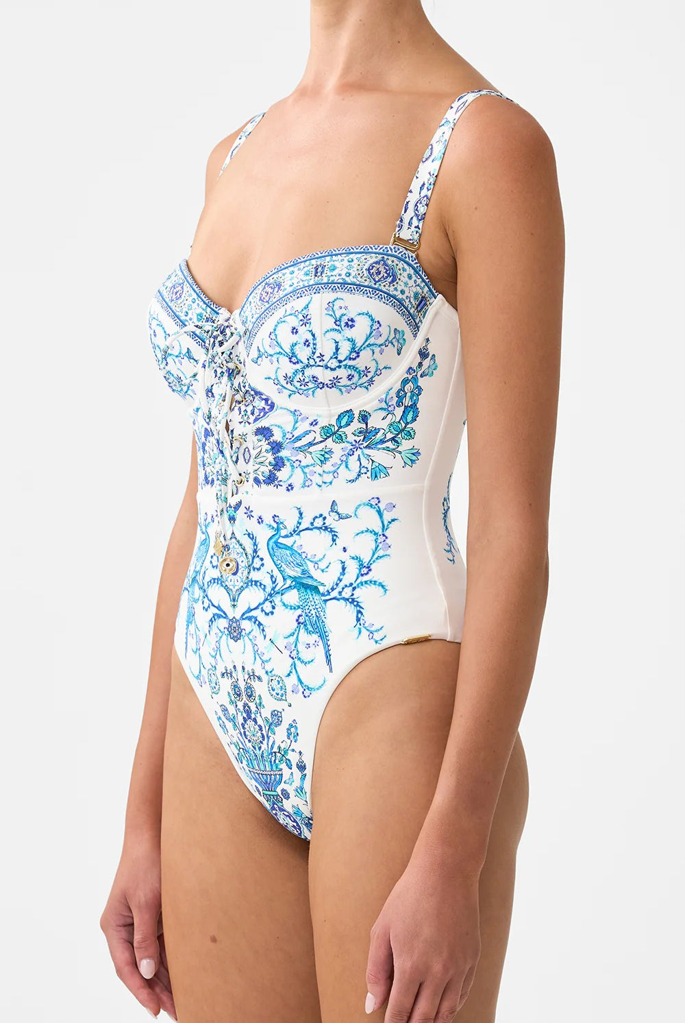 CAMILLA Lace Up Underwire Moulded Cup One Piece - Isnik Lullaby - Magpie Style