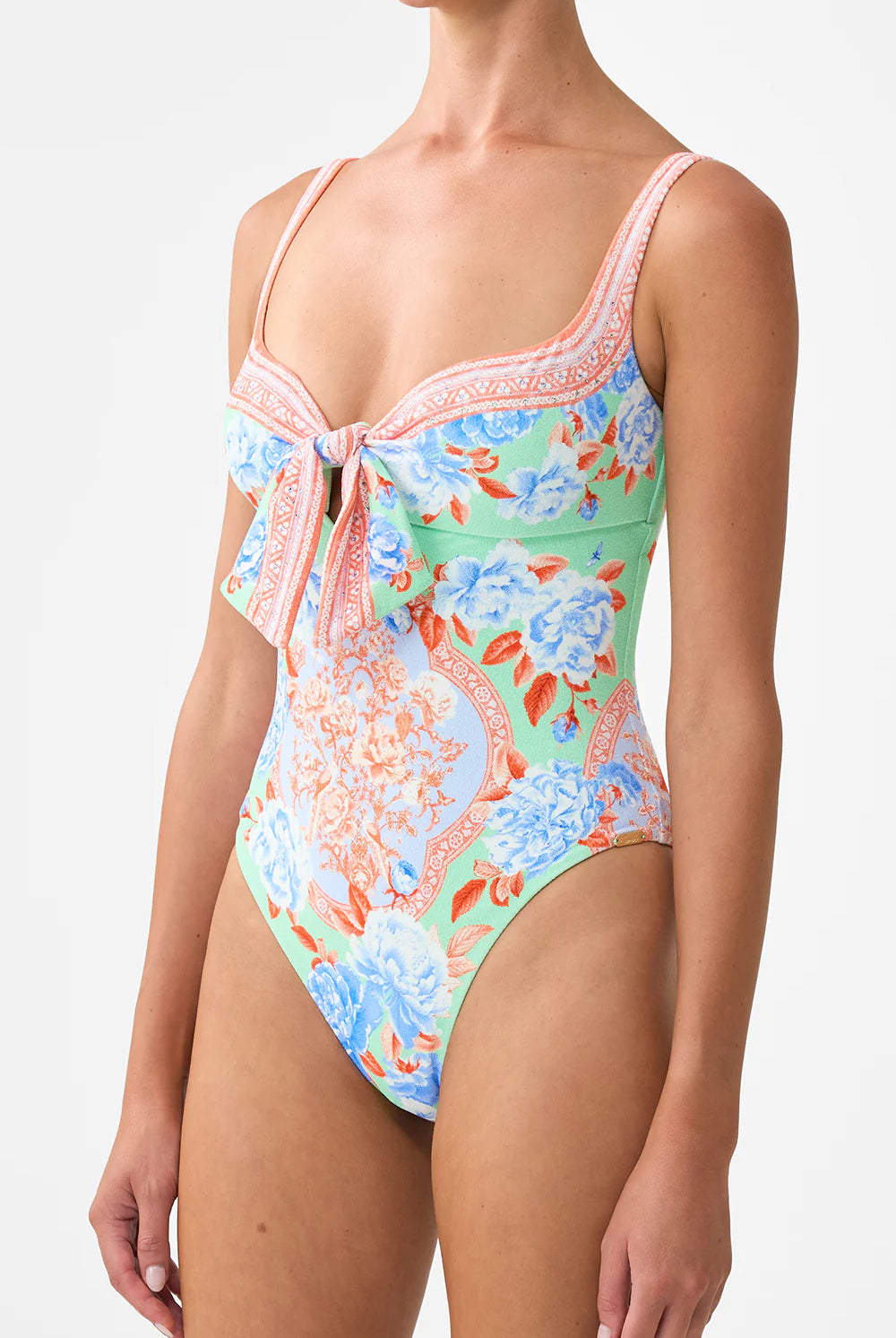 CAMILLA Sweetheart Neck One Piece with Tie Front - Topkapi Pop - Magpie Style