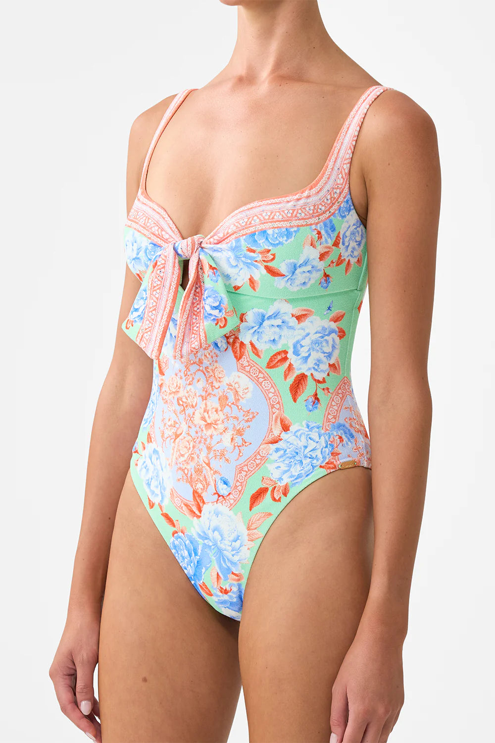 CAMILLA Sweetheart Neck One Piece with Tie Front - Topkapi Pop - Magpie Style