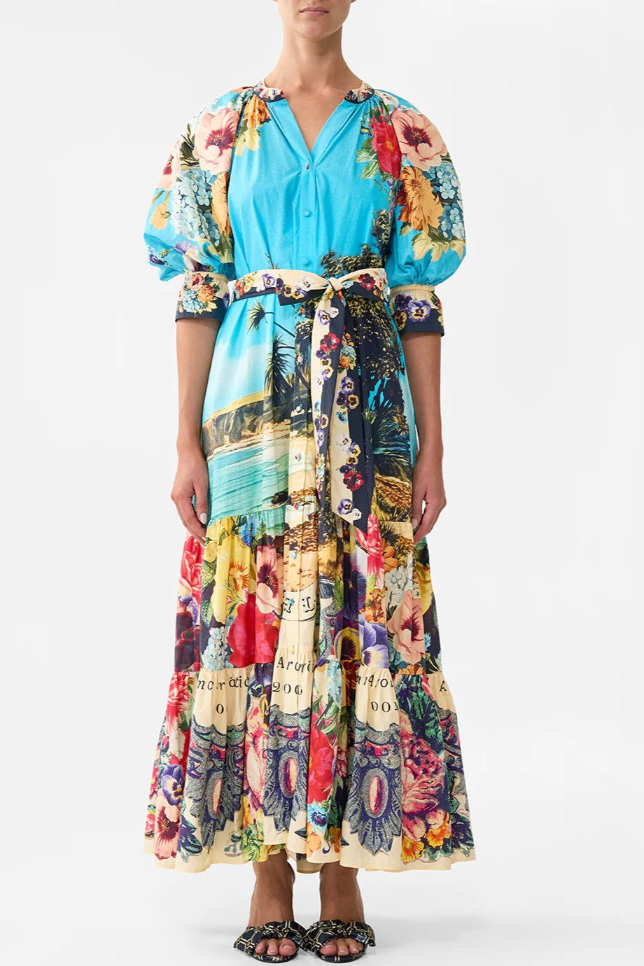 CAMILLA Tiered Shirt Dress with Short Sleeve - Bathing Bombshell - Magpie Style
