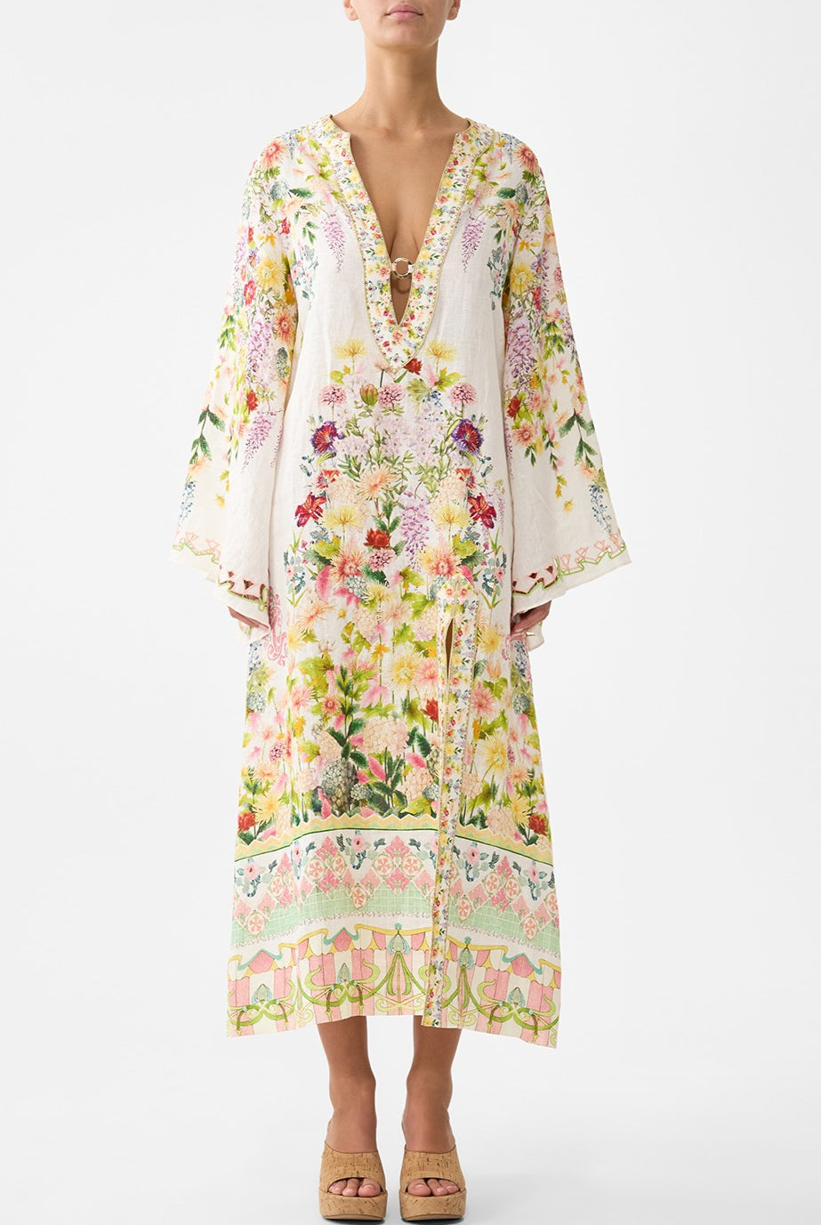 CAMILLA Deep V Neck Hardware Kaftan - The Call of Catalonia - Magpie Style