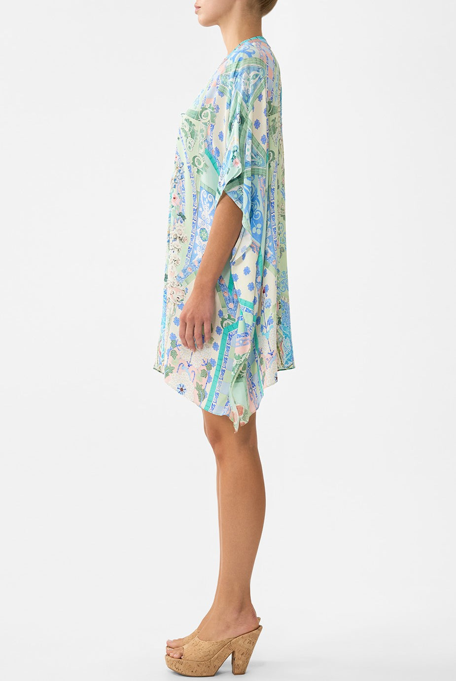 CAMILLA Short Lace Up Kaftan - Midsummer Mosaics - Magpie Style