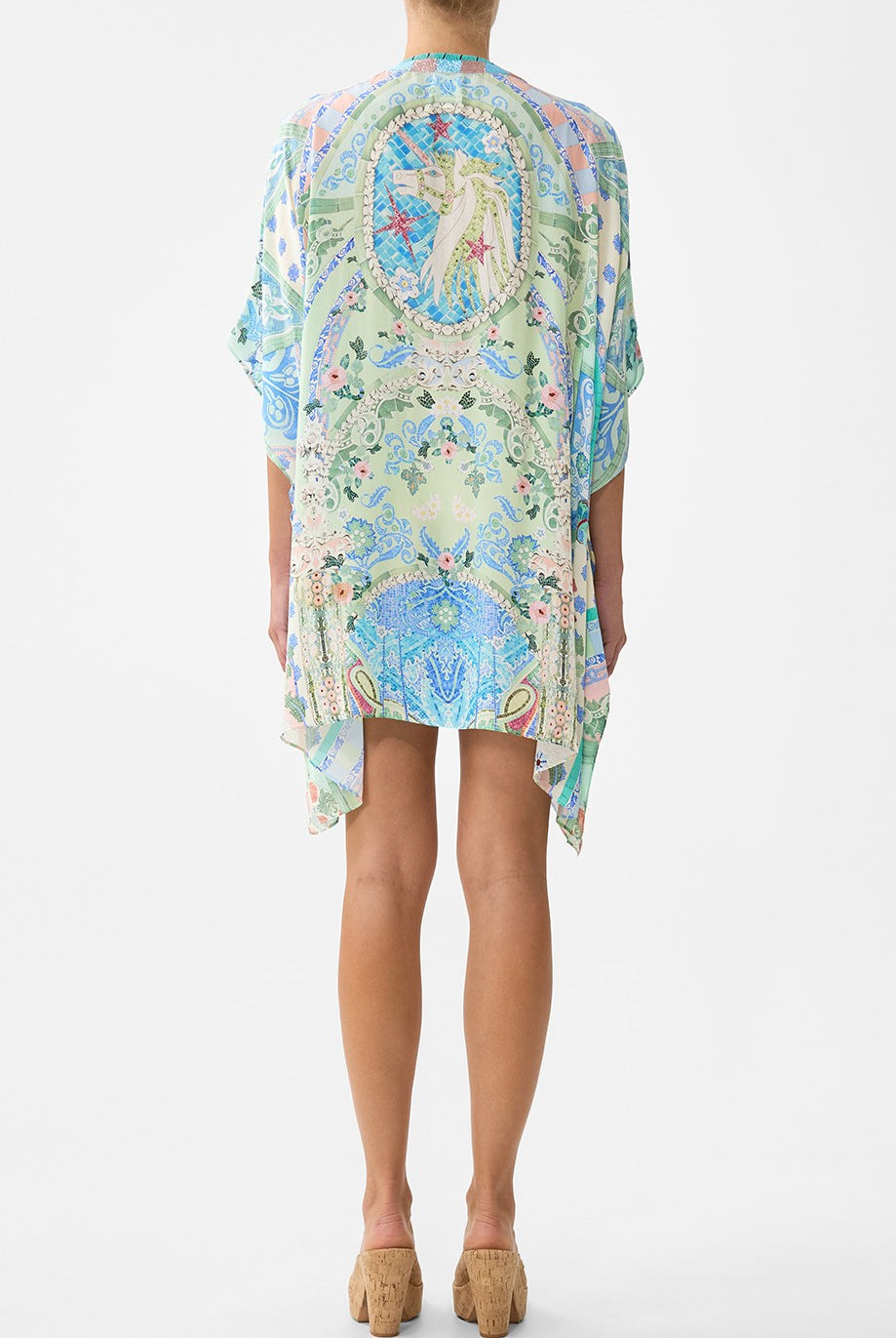 CAMILLA Short Lace Up Kaftan - Midsummer Mosaics - Magpie Style