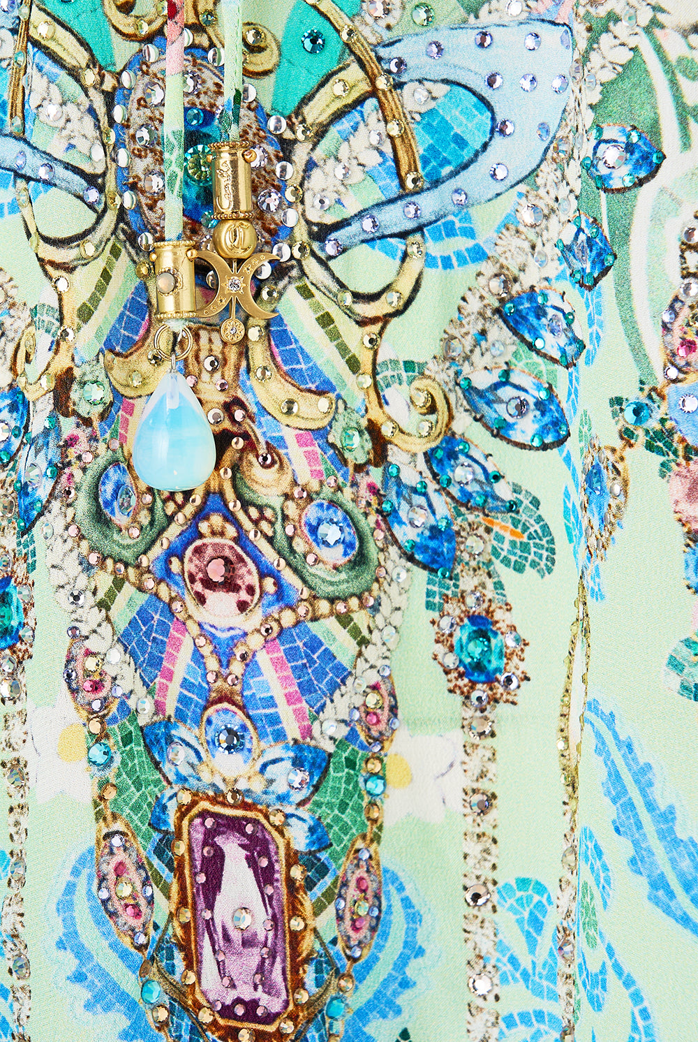 CAMILLA Short Lace Up Kaftan - Midsummer Mosaics - Magpie Style