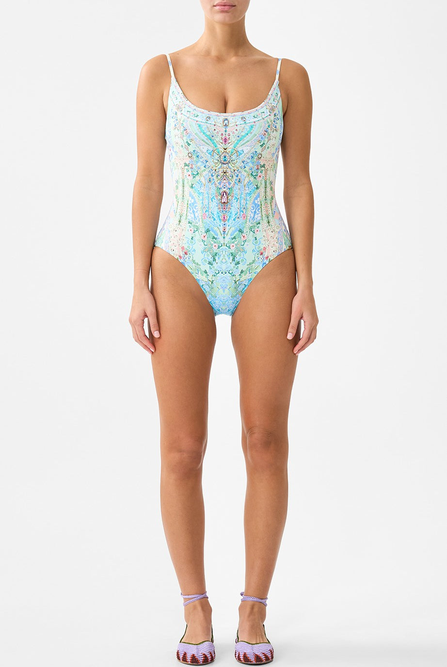 CAMILLA Scoop Neck One Piece with Scoop Back - Midsummer Mosaics - Magpie Style