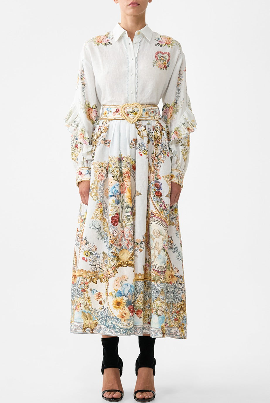 CAMILLA Button Shirt with Frill Detail - Seville Sweetheart - Magpie Style