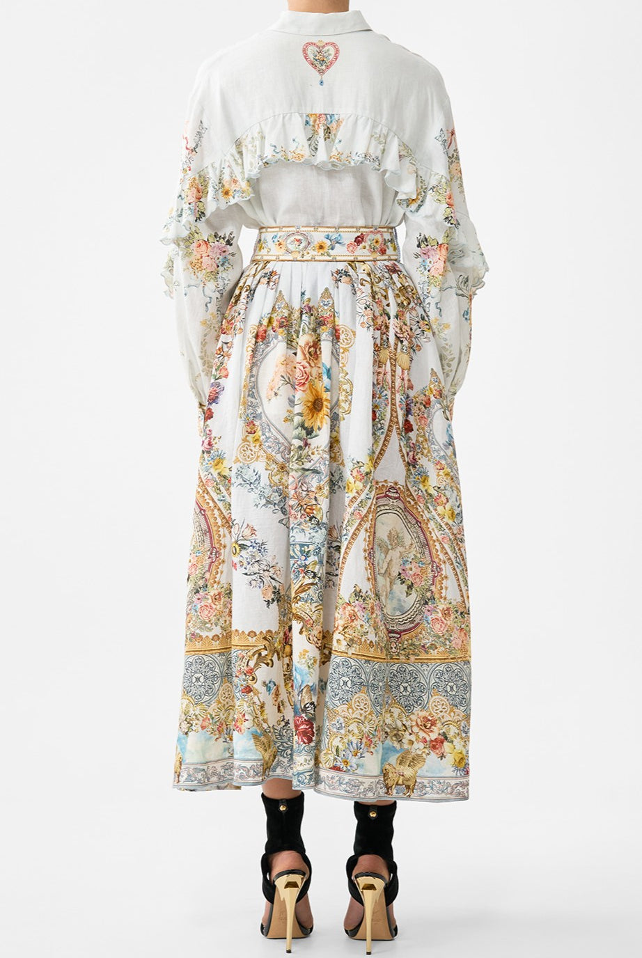 CAMILLA Button Shirt with Frill Detail - Seville Sweetheart - Magpie Style