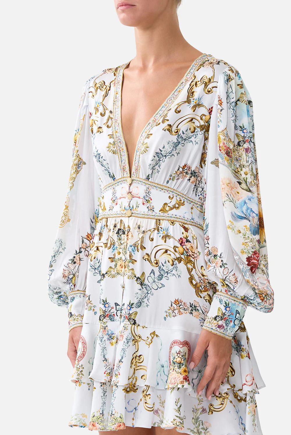 CAMILLA Button Front Frill Dress - Seville Sweetheart - Magpie Style