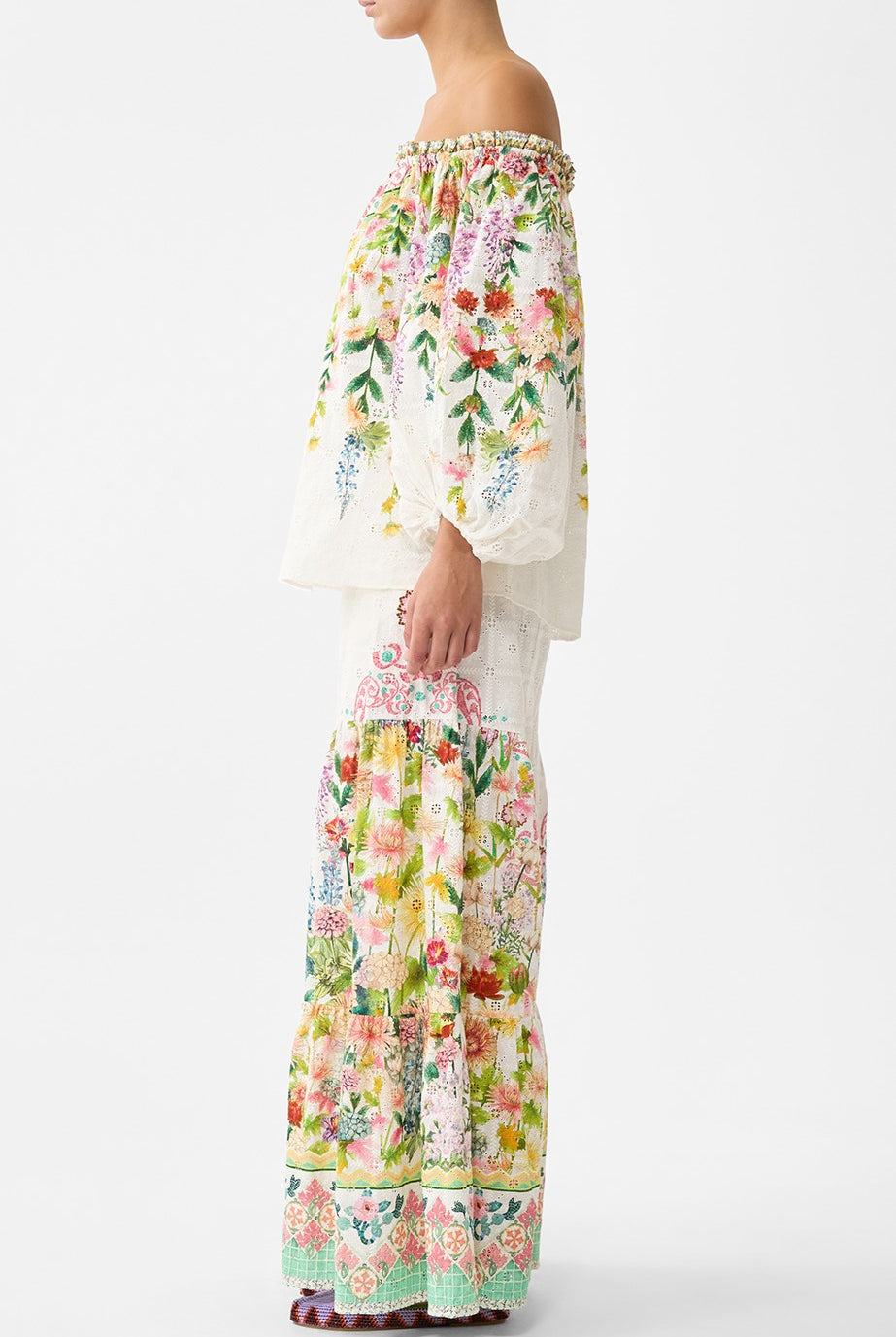 CAMILLA Frill Off Shoulder Top - The Call of Catalonia - Magpie Style