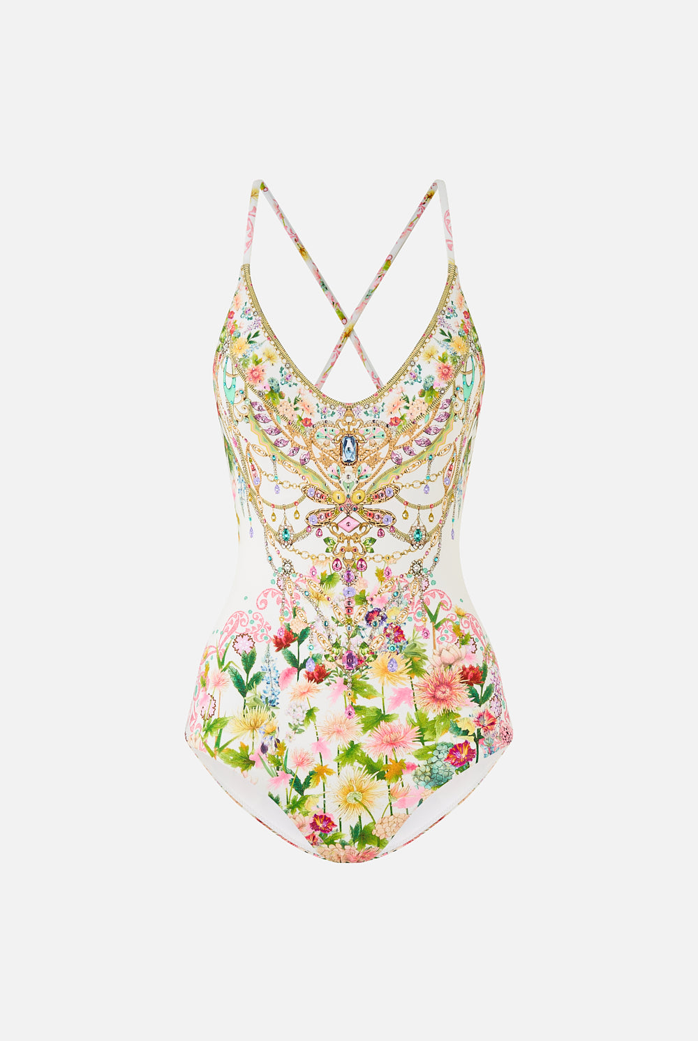 CAMILLA Scoop Neck One Piece with Cross Back - The Call of Catalonia - Magpie Style