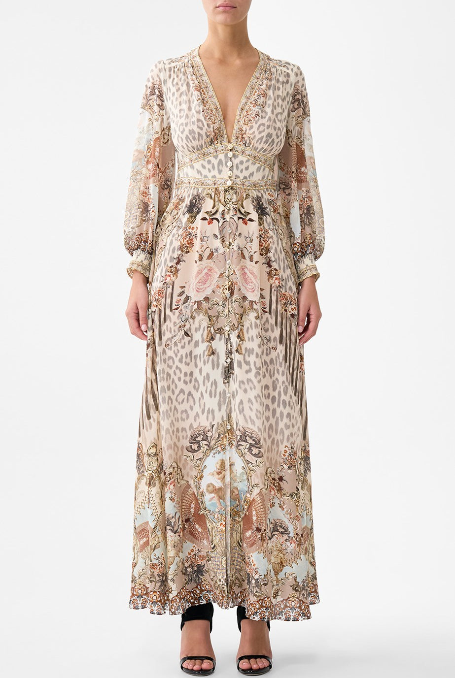 CAMILLA Button Dress with Shaped Waistband - Aranjuez Animalia - Magpie Style