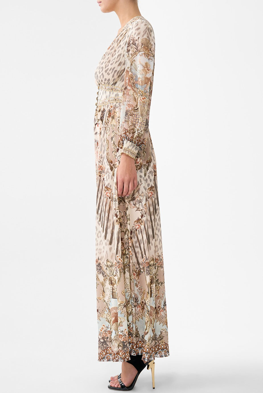 CAMILLA Button Dress with Shaped Waistband - Aranjuez Animalia - Magpie Style